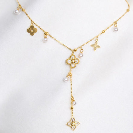 Collier en acier inoxydable, trèfles, perles et étoiles | Alabama