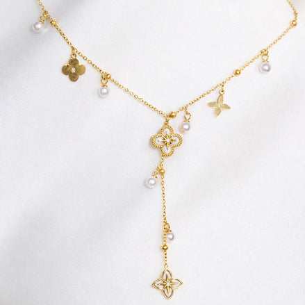 Collier en acier inoxydable, trèfles, perles et étoiles | Alabama