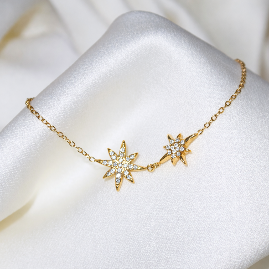 Bracelet doré en acier inoxydable météorites | Isaure