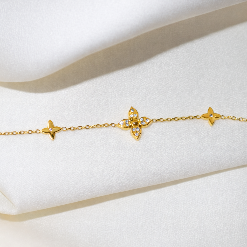 Bracelet en acier inoxydable trèfles et fleurs | Léontine