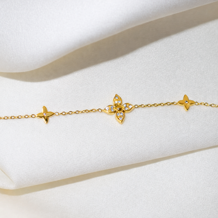 Bracelet en acier inoxydable trèfles et fleurs | Léontine