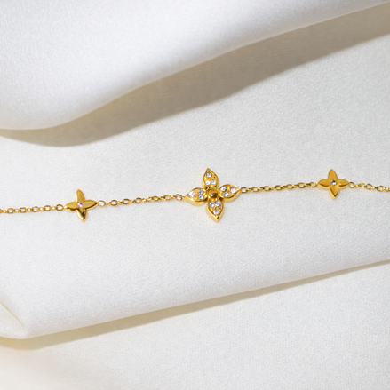 Bracelet en acier inoxydable trèfles et fleurs | Léontine