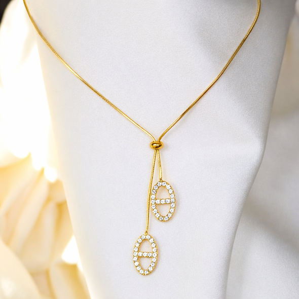 Collier doré en acier inoxydable à pierres scintillantes | Naomi