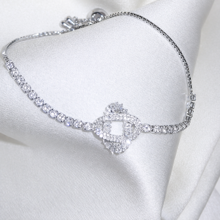 Bracelet argenté en acier inoxydable scintillant | Marylin