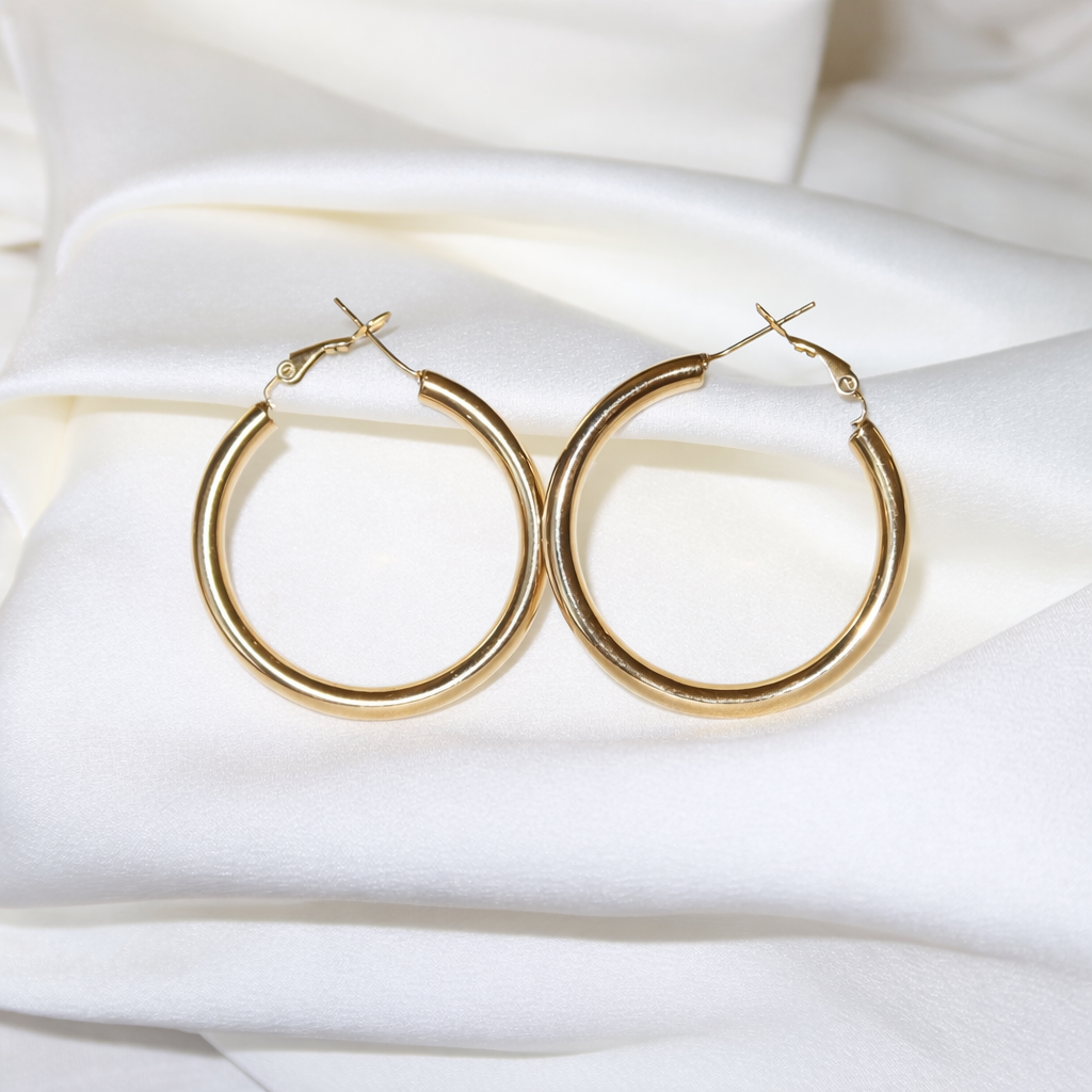 Créoles dorées en acier inoxydable | Célèste