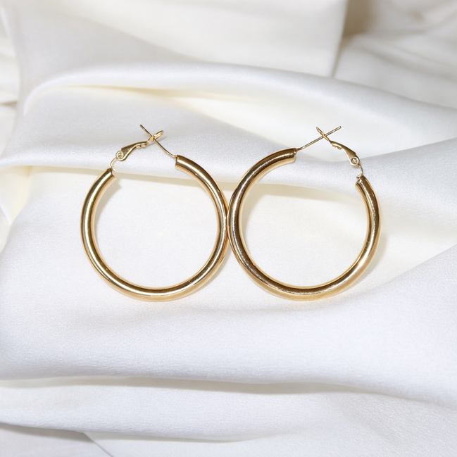 Créoles dorées en acier inoxydable | Célèste