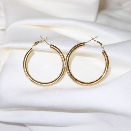 Créoles dorées en acier inoxydable | Célèste