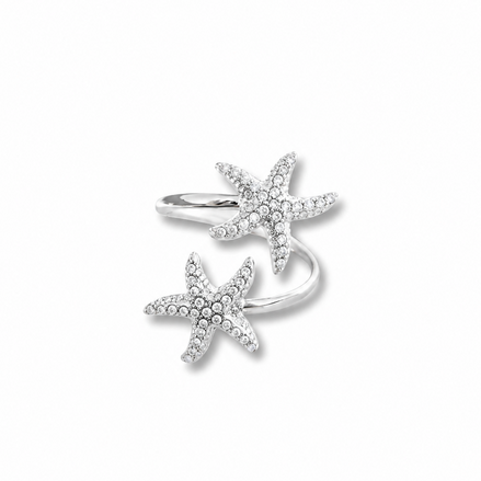 Bague ajustable argentée étoiles de mer