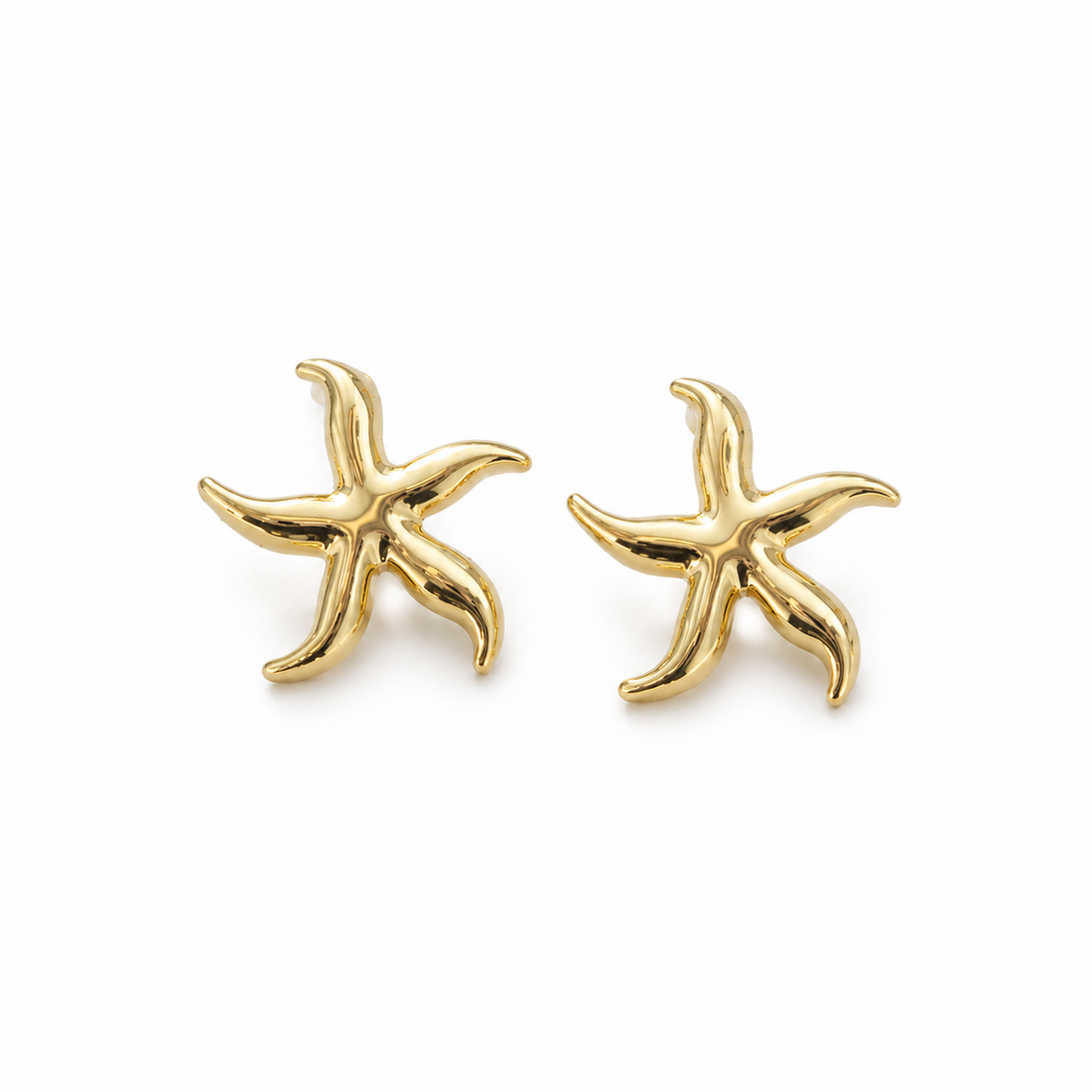 Boucles d'oreilles dorées en acier inoxydable - étoiles de mer