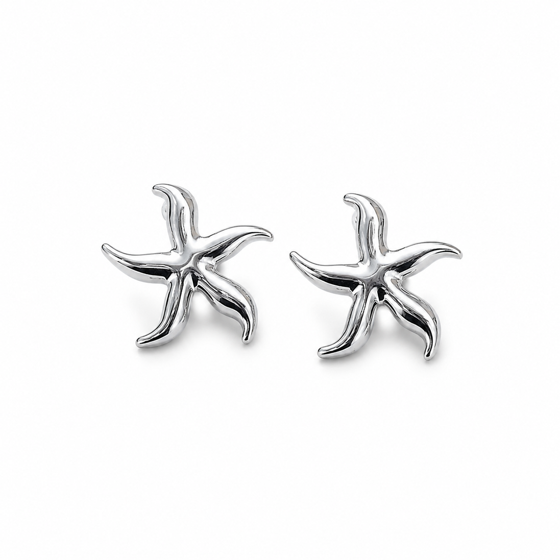 Boucles d'oreilles argentées en acier inoxydable - étoiles de mer