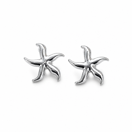 Boucles d'oreilles argentées en acier inoxydable - étoiles de mer