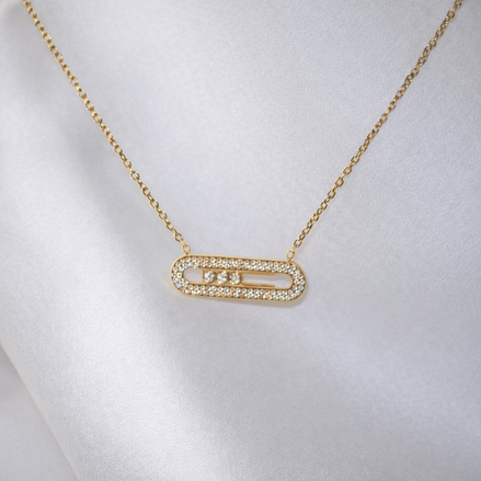 Collier doré en acier inoxydable pierres scintillantes  | Anabelle