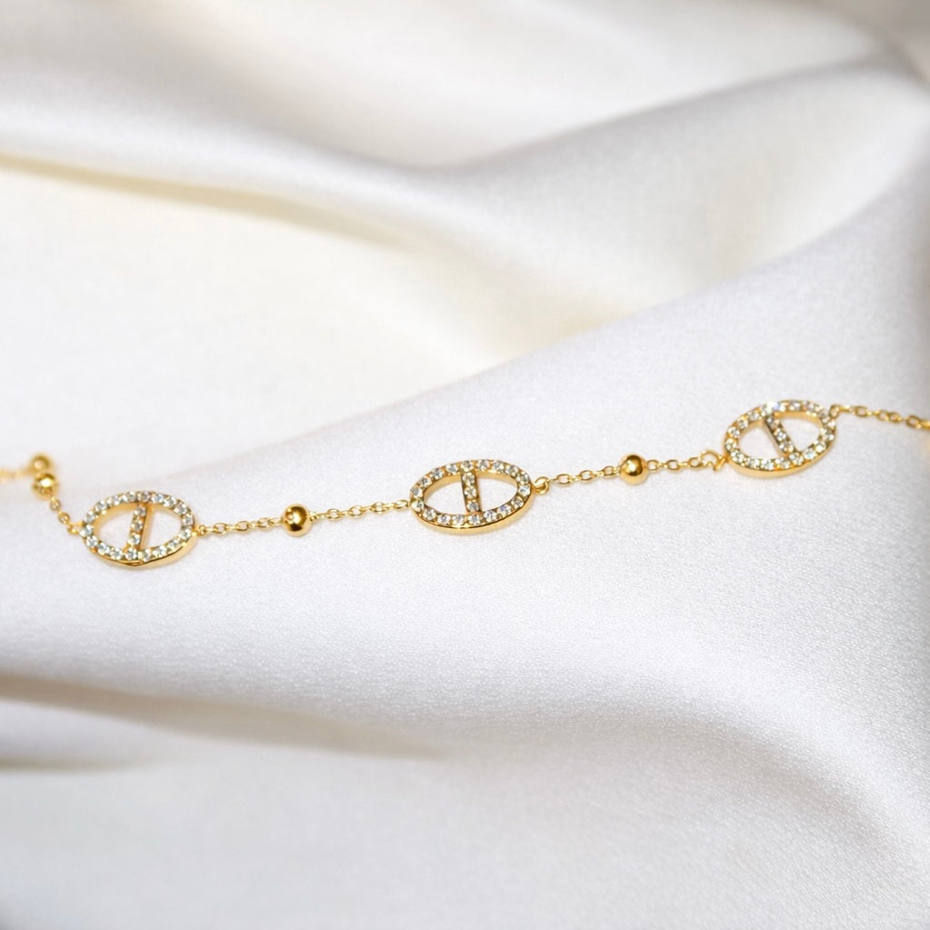 Bracelet doré en acier inoxydable maillons scintillants | Paula