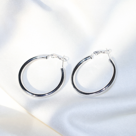 Créoles argentées en acier inoxydable | Léonie