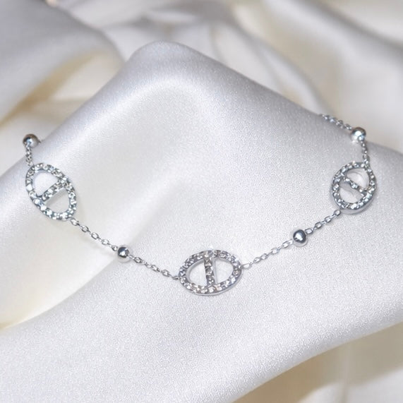 Bracelet Olivia argenté acier inoxydable doré à maillons scintillants | Olivia