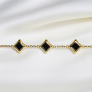 Bracelet fin, noir et doré en acier inoxydable | Régina