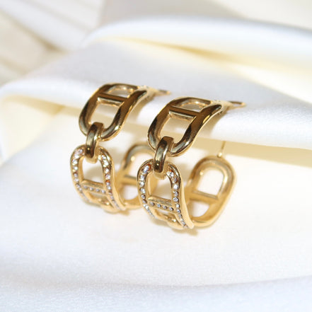 Boucles d’oreilles pendantes dorées en acier inoxydable | Esmée