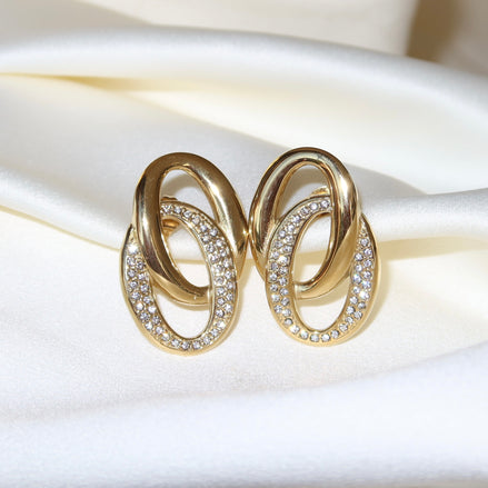 Boucles d’oreilles dorée pierres scintillantes en acier inoxydable | Cécilia