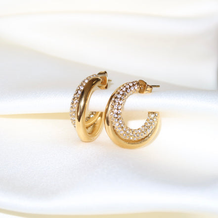 Créoles dorées scintillantes en acier inoxydable | Diane