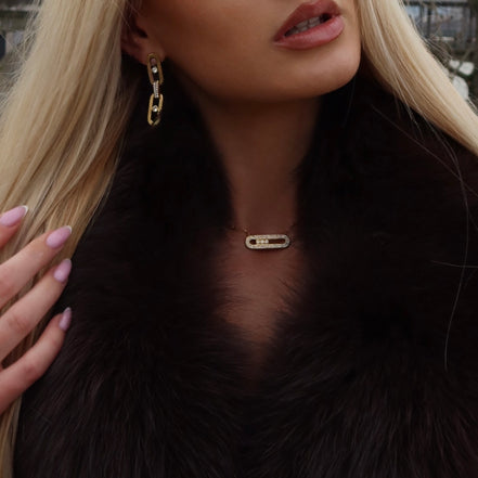 Collier doré en acier inoxydable pierres scintillantes  | Anabelle