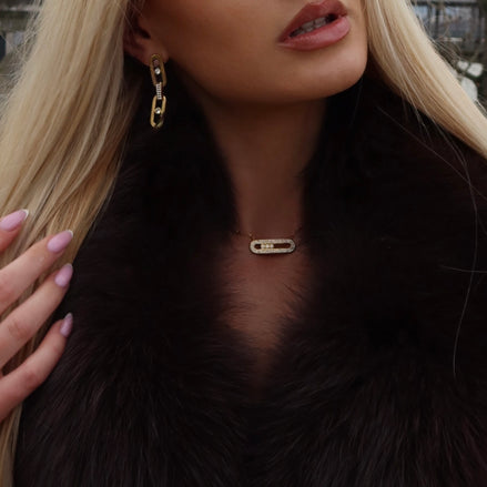 Collier doré en acier inoxydable pierres scintillantes  | Anabelle